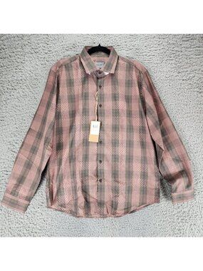 Stitch Note Shirt Mens Large Mauve Pink Plaid Long Sleeve Button Up *NWT*